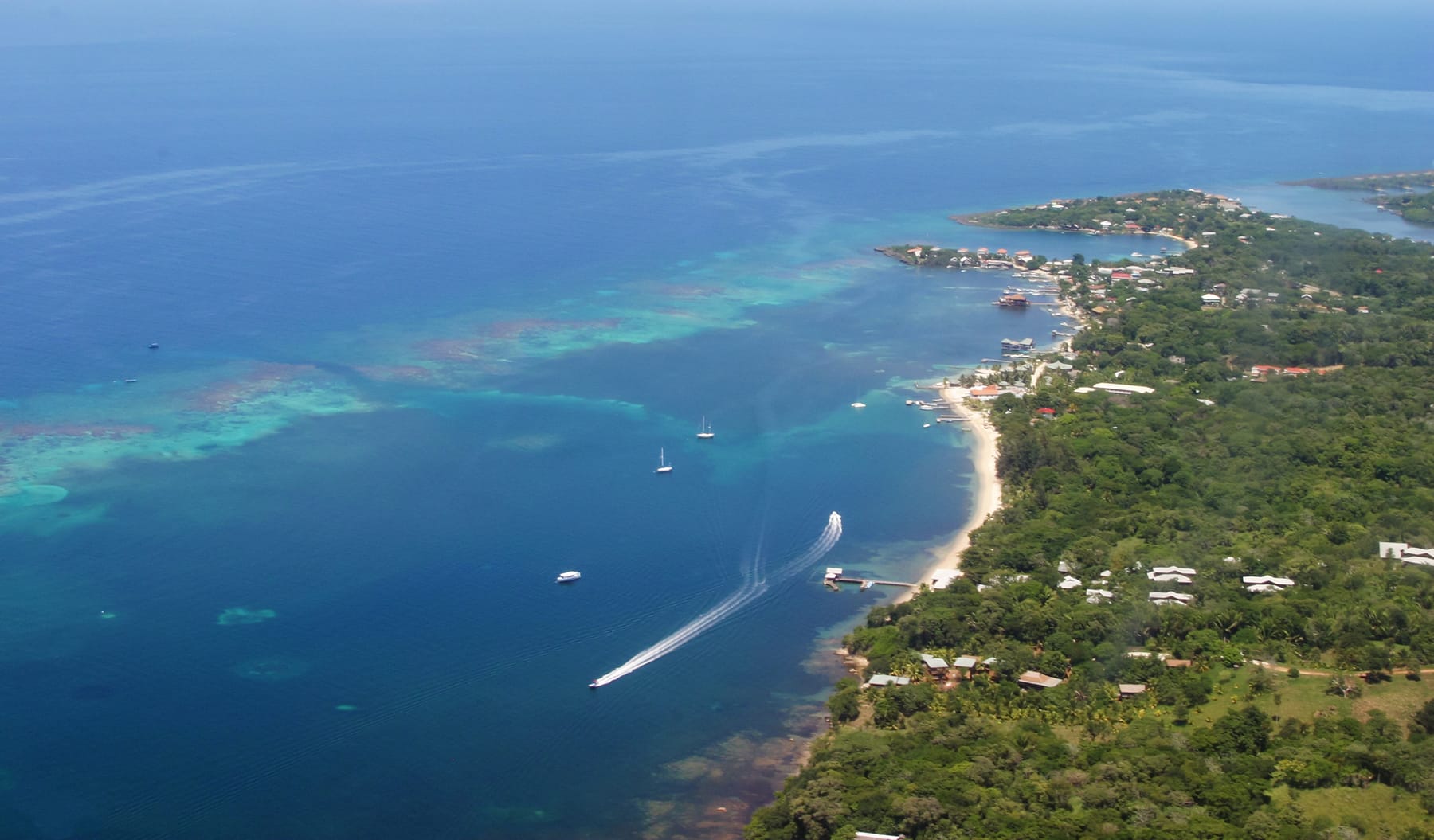 Aerial view of Roatan Island, Honduras